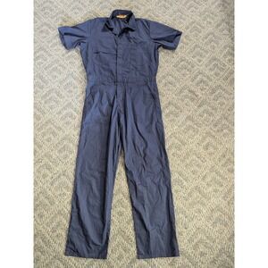 Berne Mens L Tall Navy Blue Short Sleeve Workwear Coveralls Jumpsuit 42-44 Chest